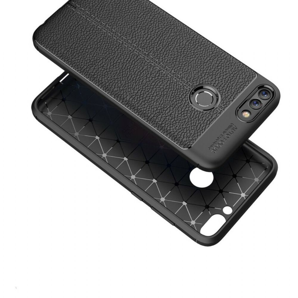 Handyhülle Für Huawei P Smart Doppellinie Litchi-leder-effekt