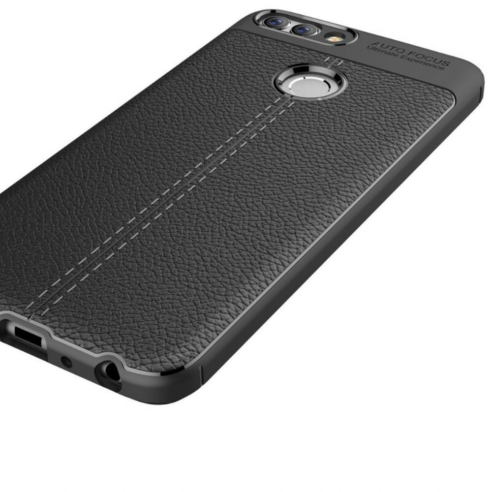 Handyhülle Für Huawei P Smart Doppellinie Litchi-leder-effekt