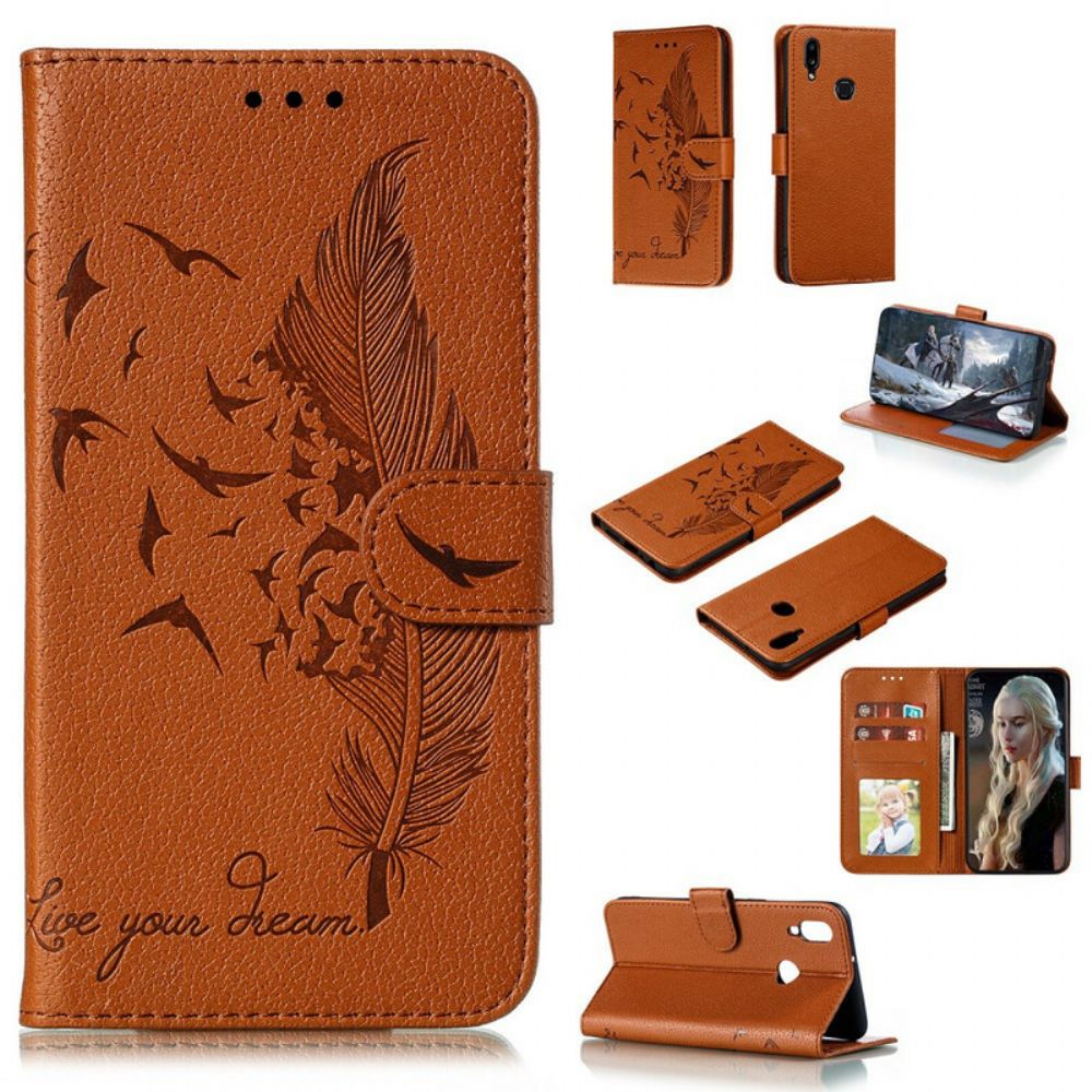 Flip Case Für Samsung Galaxy A10s Kunstleder Lebe Deinen Traum