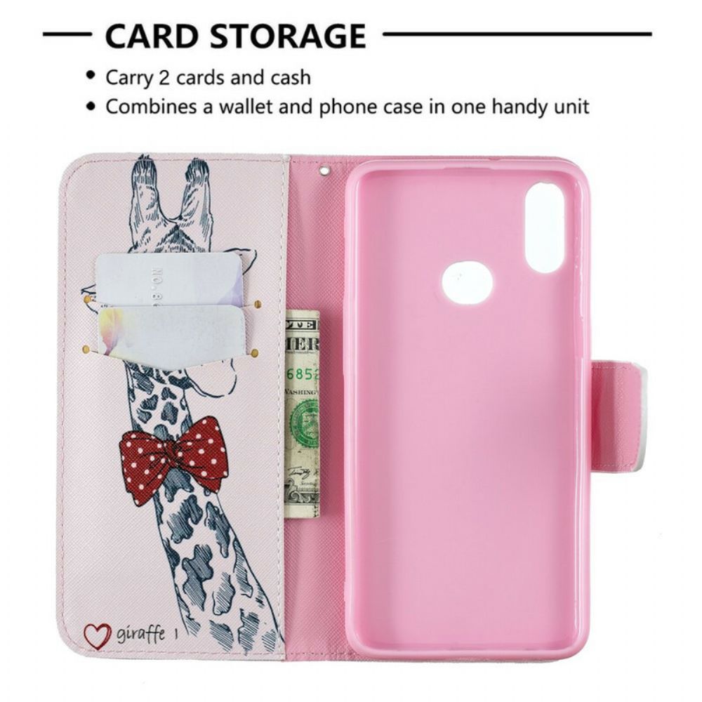 Flip Case Für Samsung Galaxy A10s Schlaue Giraffe