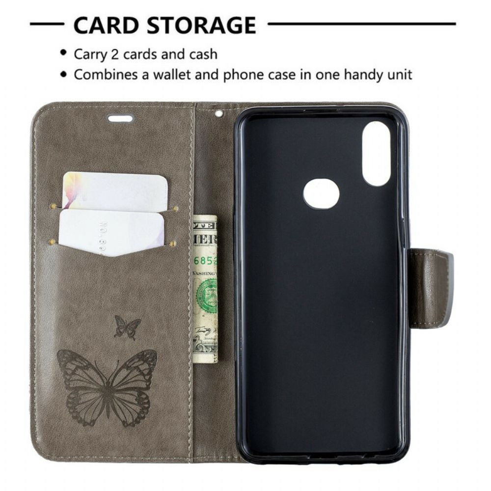 Flip Case Für Samsung Galaxy A10s Schmetterlinge Im Flug Mit Lanyard