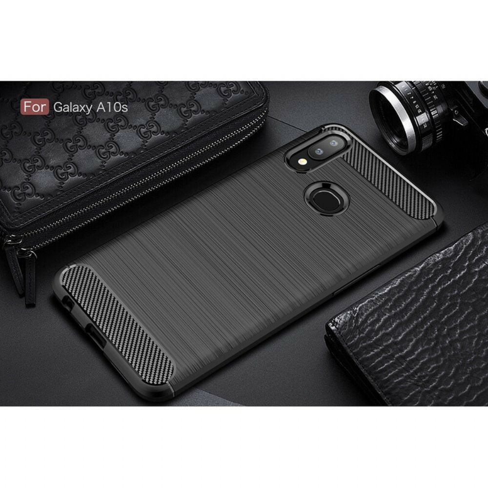Handyhülle Für Samsung Galaxy A10s Gebürstete Kohlefaser