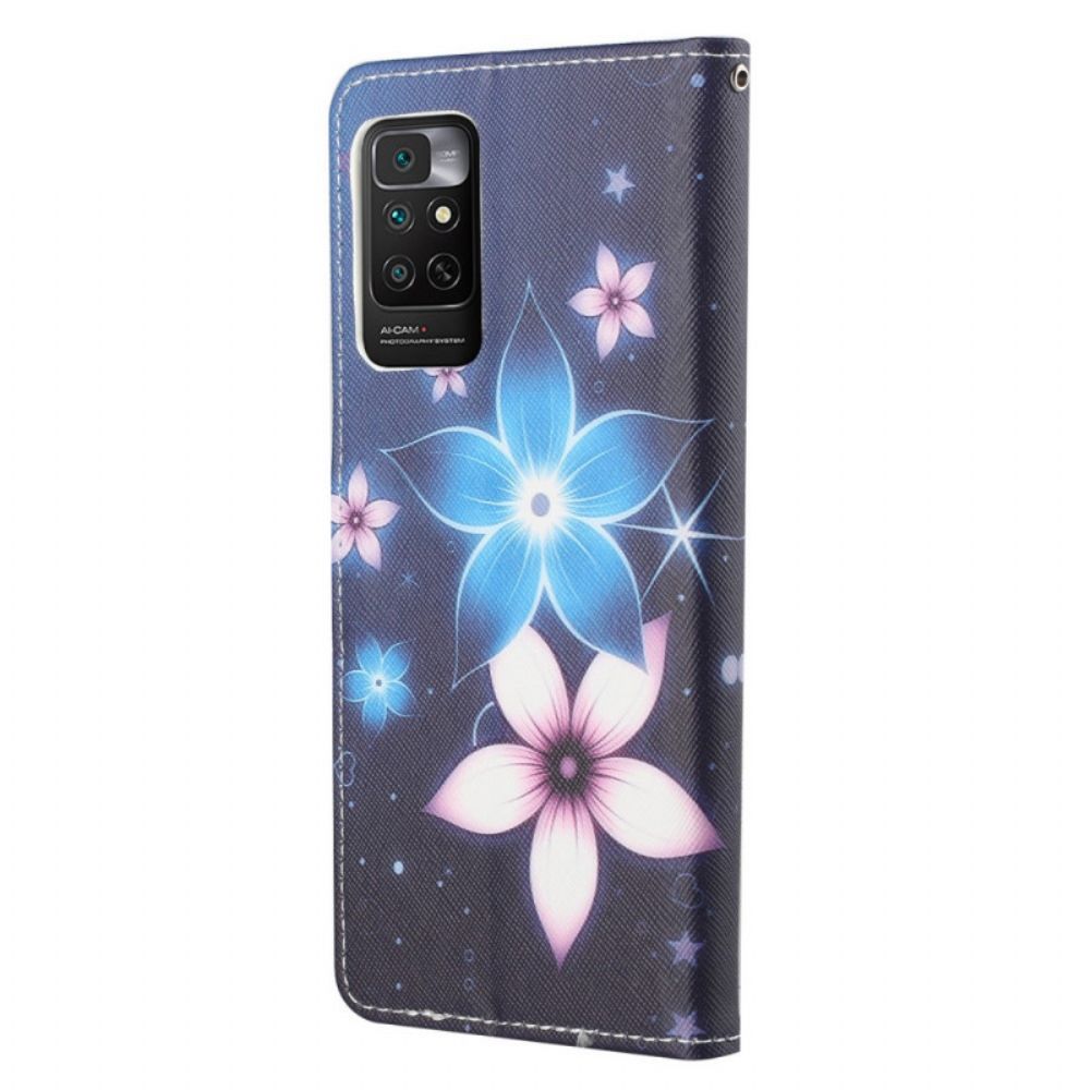 Flip Case Für Xiaomi Redmi Note 11 / 11S Mit Kordel Mondblumenband