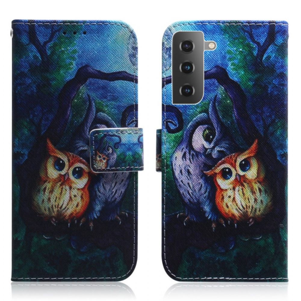 Flip Case Für Samsung Galaxy S22 Plus 5G Gemälde Von Eulen