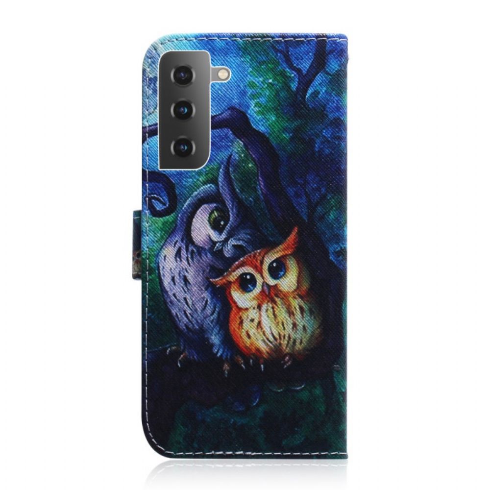 Flip Case Für Samsung Galaxy S22 Plus 5G Gemälde Von Eulen