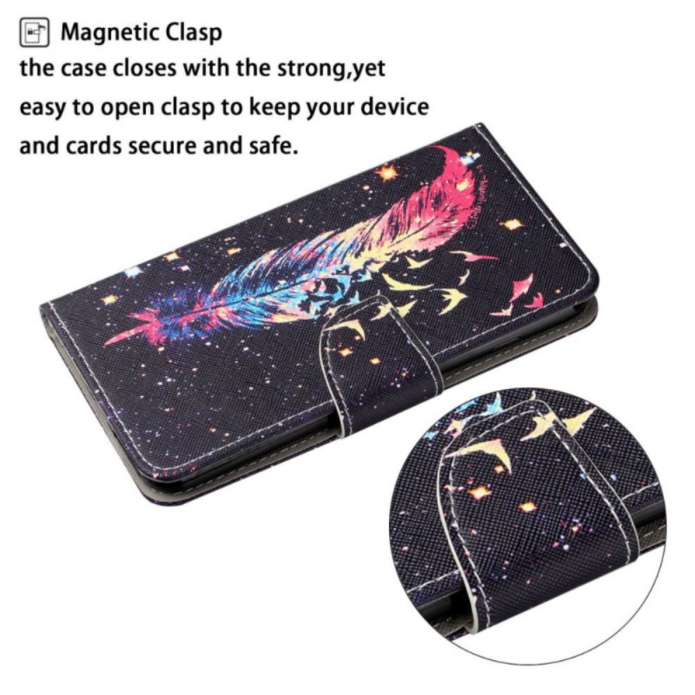 Flip Case Für Samsung Galaxy S22 Plus 5G Mit Kordel Bunte Riemenfeder