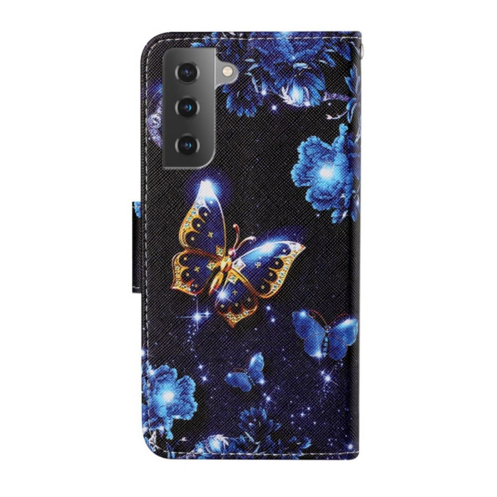 Flip Case Für Samsung Galaxy S22 Plus 5G Mit Kordel Edelriemen-schmetterlinge