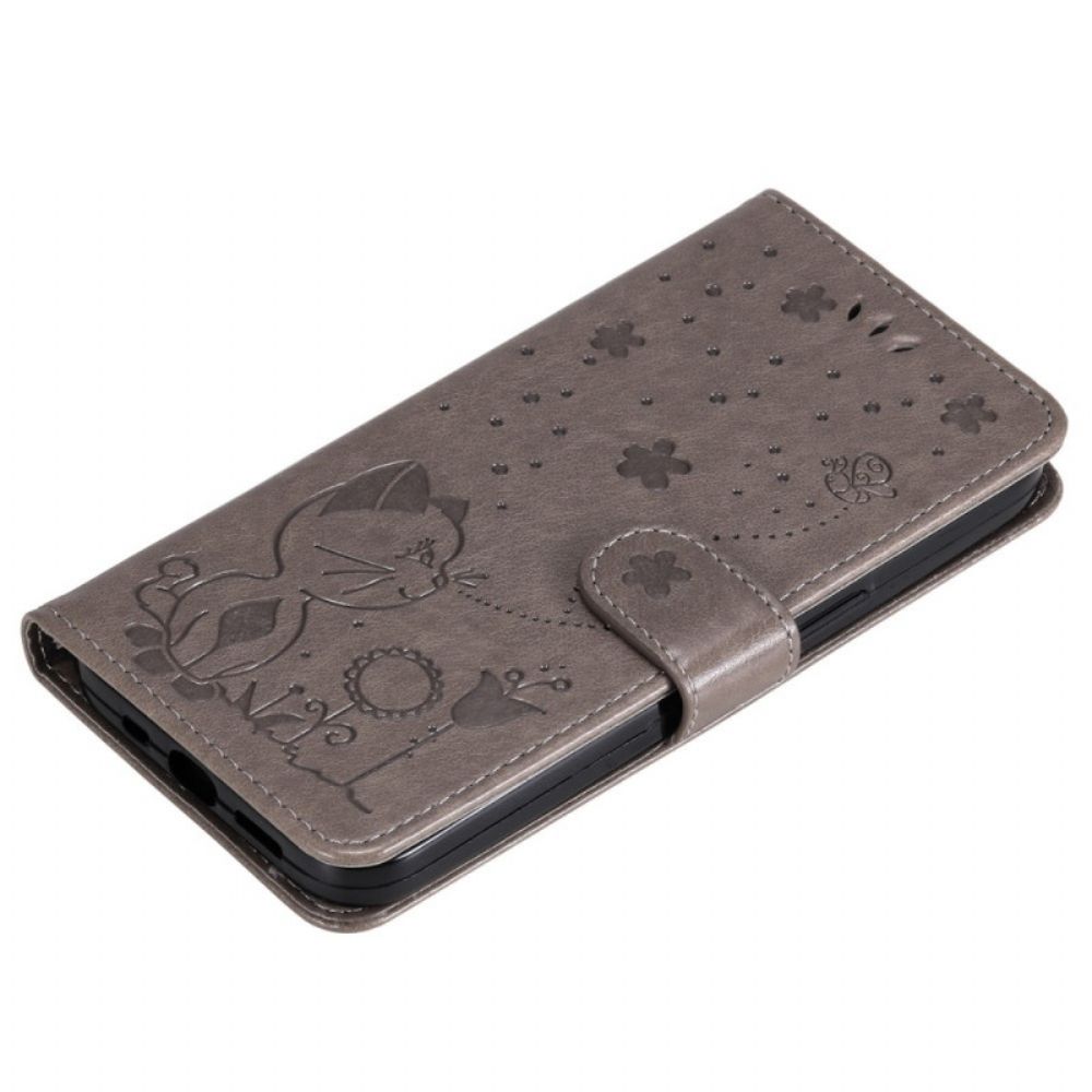 Flip Case Für Samsung Galaxy S22 Plus 5G Mit Kordel Katze Und Biene Mit Riemen