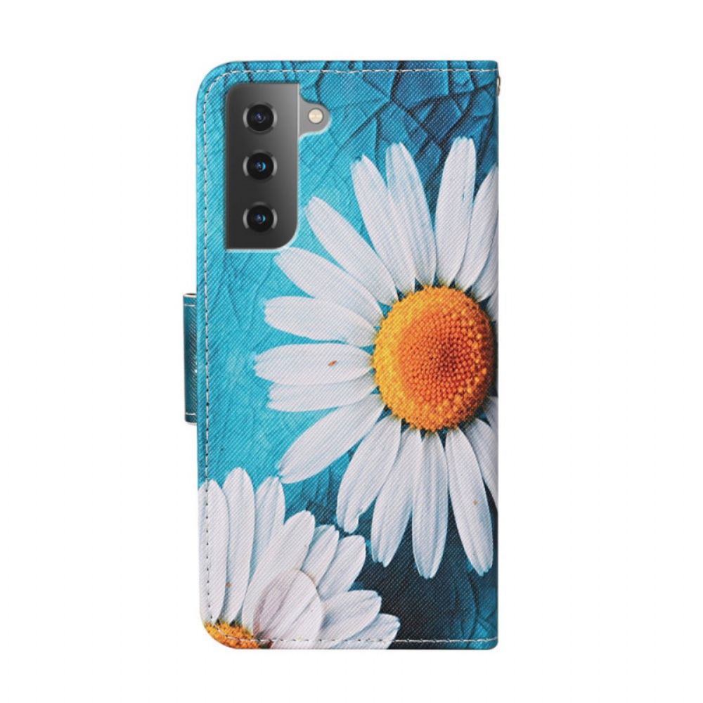 Flip Case Für Samsung Galaxy S22 Plus 5G Mit Kordel Tanga-gänseblümchen