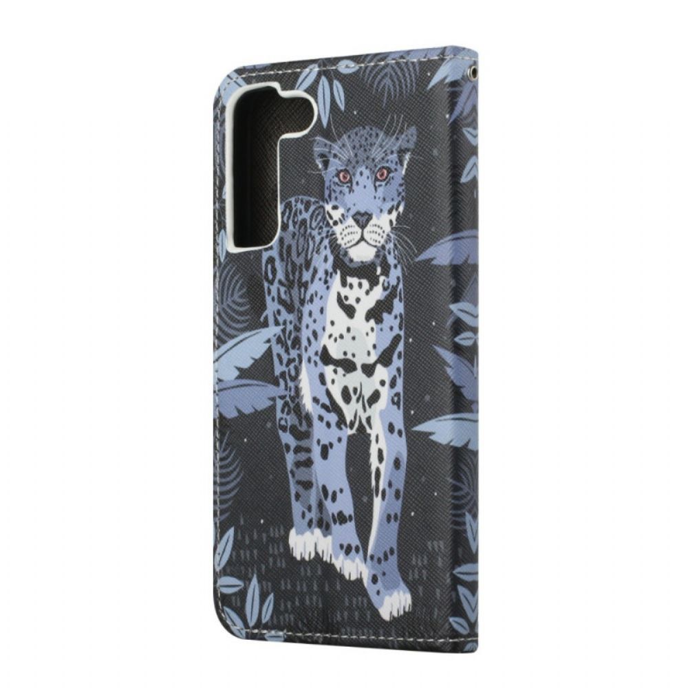 Flip Case Für Samsung Galaxy S22 Plus 5G Mit Kordel Tanga-leopard