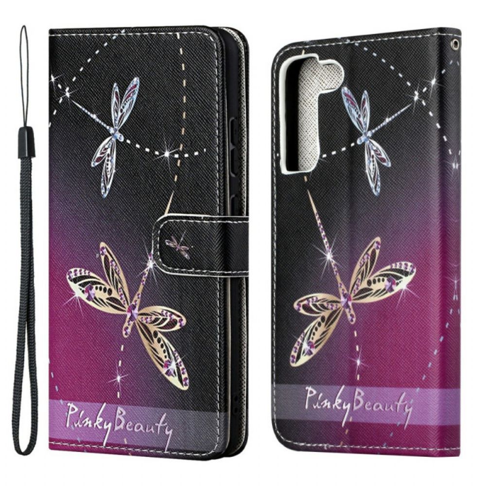 Flip Case Für Samsung Galaxy S22 Plus 5G Mit Kordel Zapfenlibellen