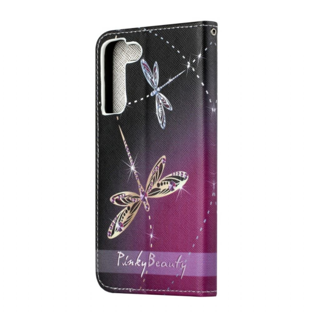 Flip Case Für Samsung Galaxy S22 Plus 5G Mit Kordel Zapfenlibellen