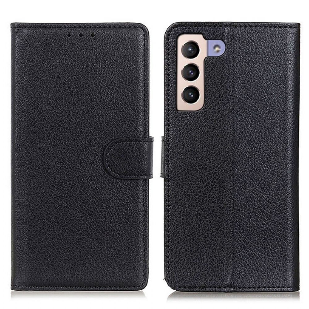 Flip Case Für Samsung Galaxy S22 Plus 5G Traditionelles Litschi-leder