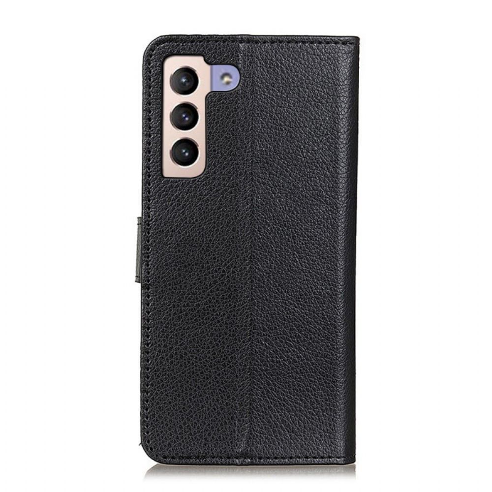 Flip Case Für Samsung Galaxy S22 Plus 5G Traditionelles Litschi-leder