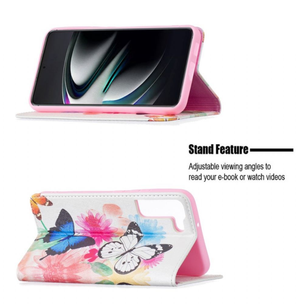 Schutzhülle Für Samsung Galaxy S22 Plus 5G Flip Case Bunte Schmetterlinge