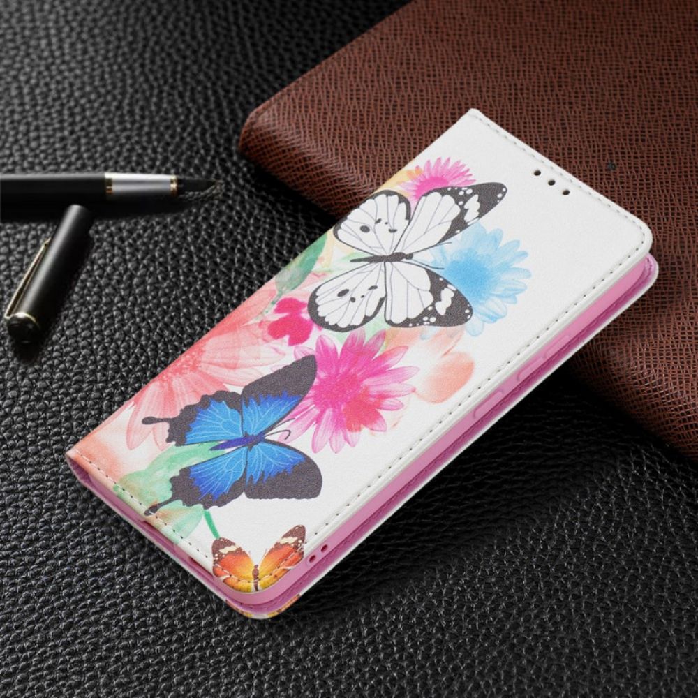 Schutzhülle Für Samsung Galaxy S22 Plus 5G Flip Case Bunte Schmetterlinge