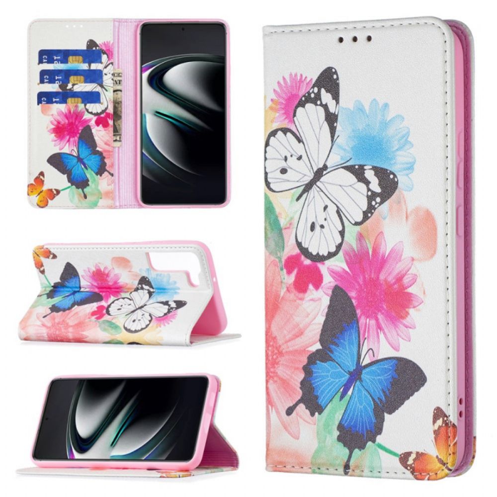 Schutzhülle Für Samsung Galaxy S22 Plus 5G Flip Case Bunte Schmetterlinge