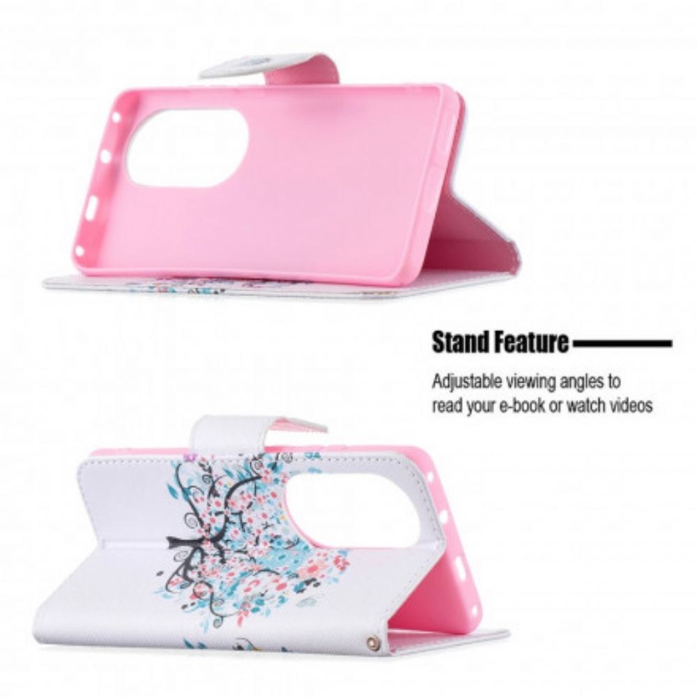 Flip Case Für Huawei P50 Pro Blumiger Baum