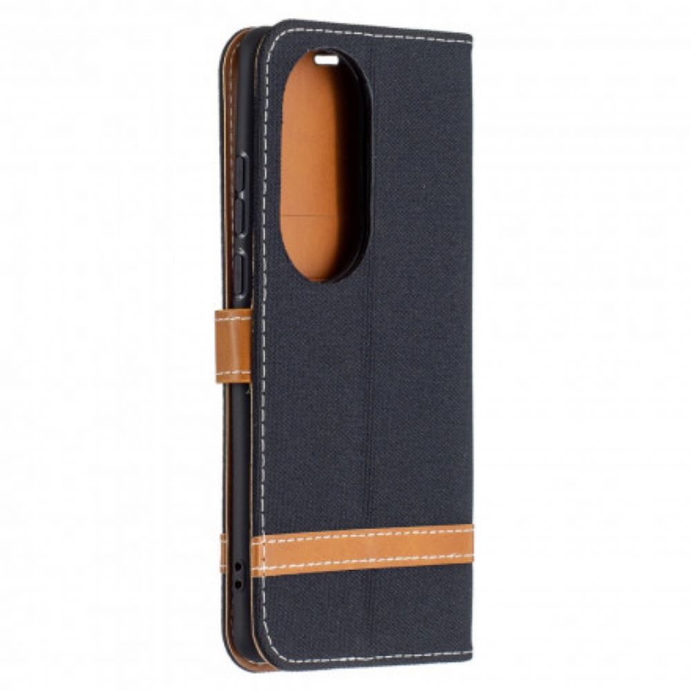 Flip Case Für Huawei P50 Pro Mit Kordel Armband In Stoff- Und Lederoptik