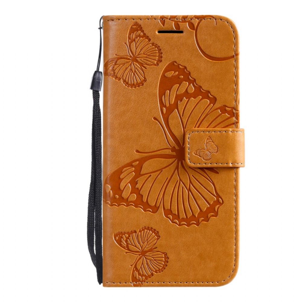 Flip Case Für Huawei P50 Pro Mit Kordel Riesige Riemchen-schmetterlinge