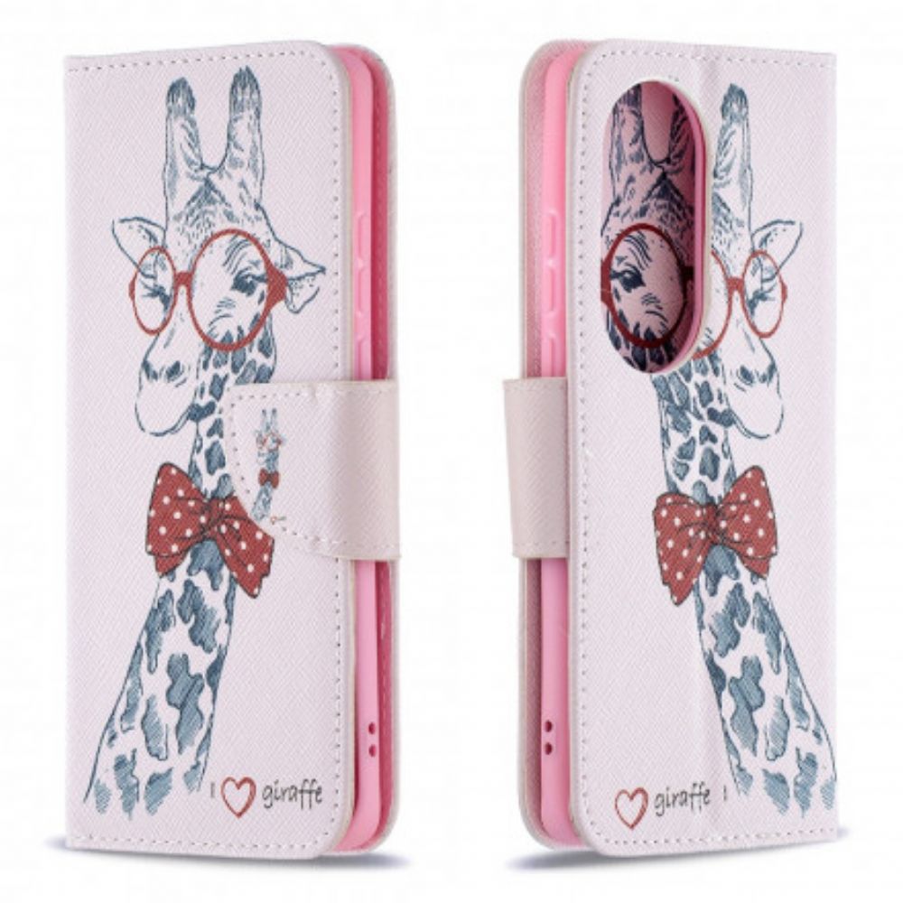 Flip Case Für Huawei P50 Pro Nerdige Giraffe