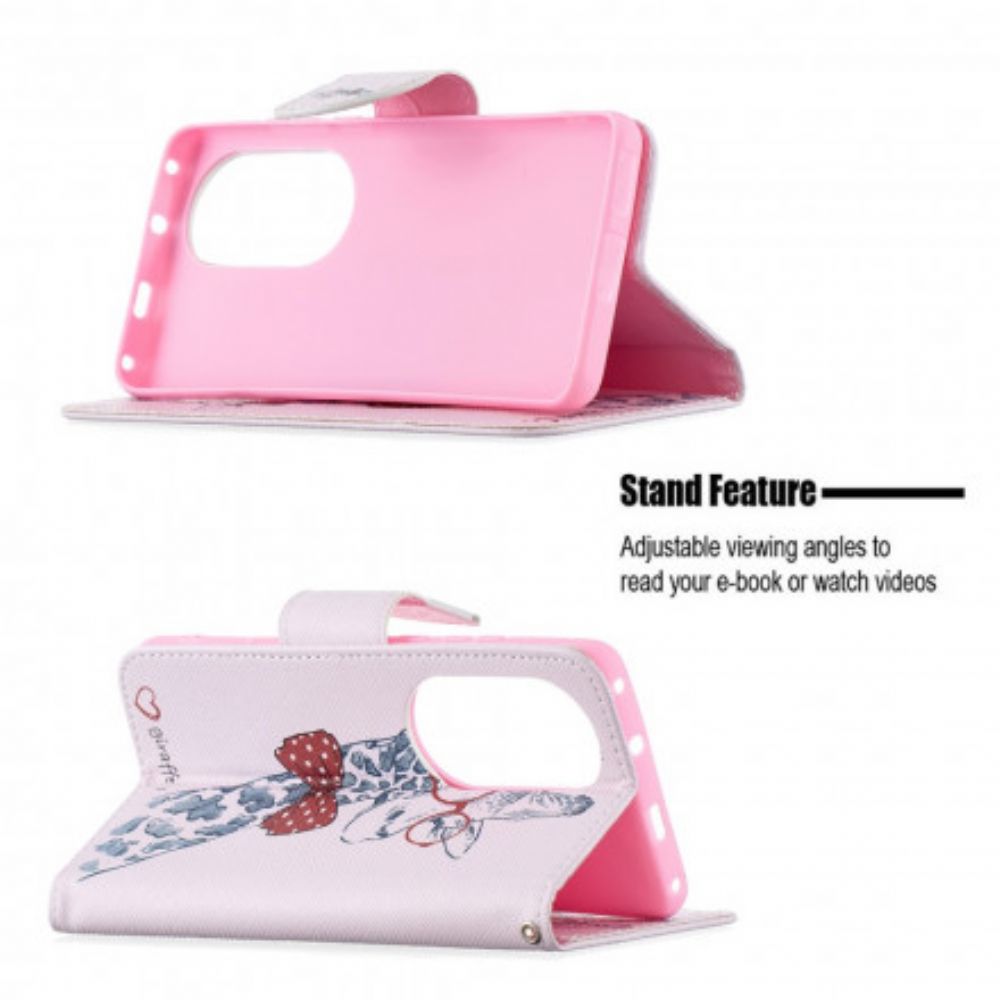 Flip Case Für Huawei P50 Pro Nerdige Giraffe