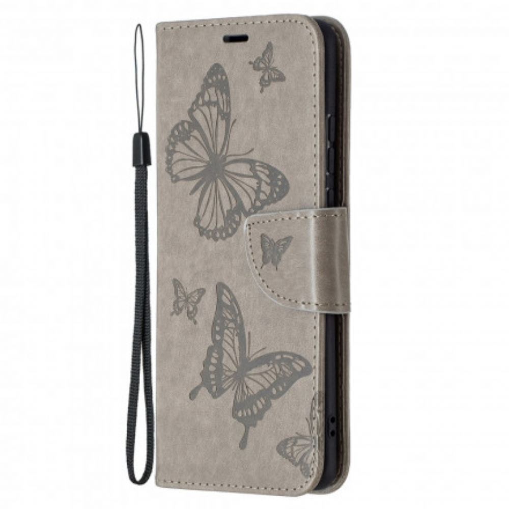 Lederhüllen Für Huawei P50 Pro Flip Case Schmetterlinge Und Schräge Klappe