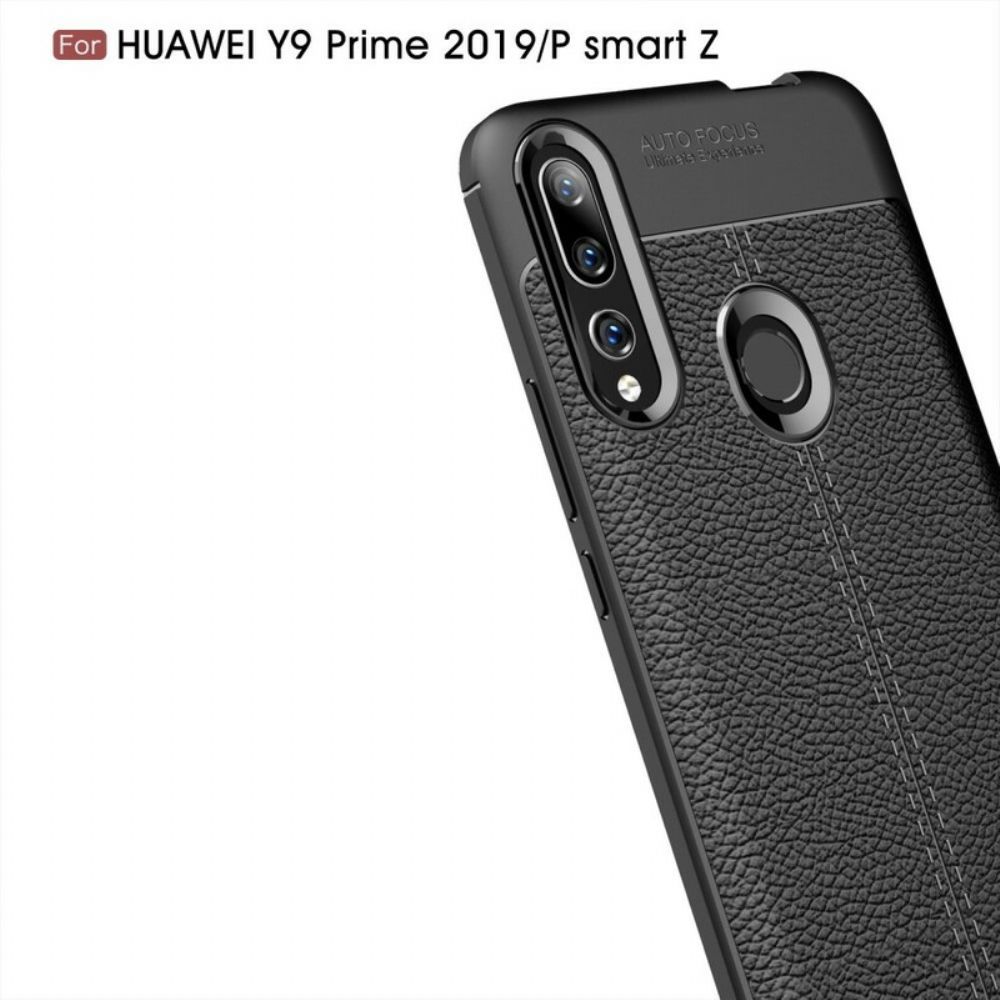 Handyhülle Für Huawei P Smart Z / Honor 9X Doppellinie Litschi-leder-effekt