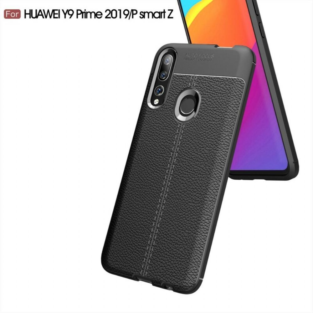 Handyhülle Für Huawei P Smart Z / Honor 9X Doppellinie Litschi-leder-effekt