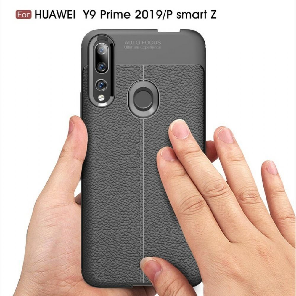 Handyhülle Für Huawei P Smart Z / Honor 9X Doppellinie Litschi-leder-effekt