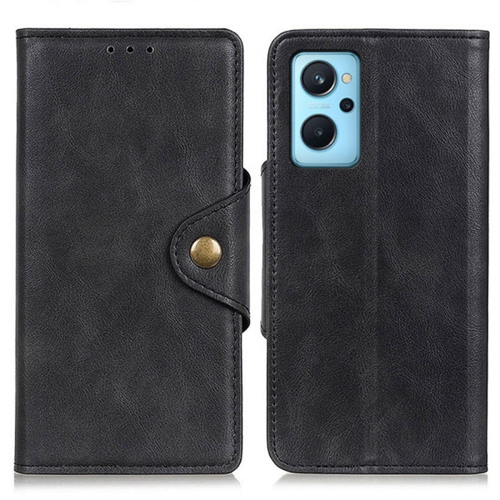 Flip Case Für Realme 9i Kunstlederknopf