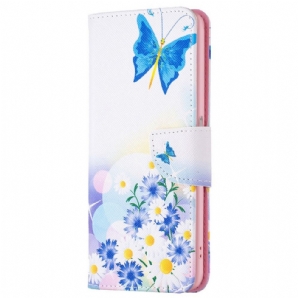 Flip Case Für Realme 9i Pastell Schmetterling Und Blumen