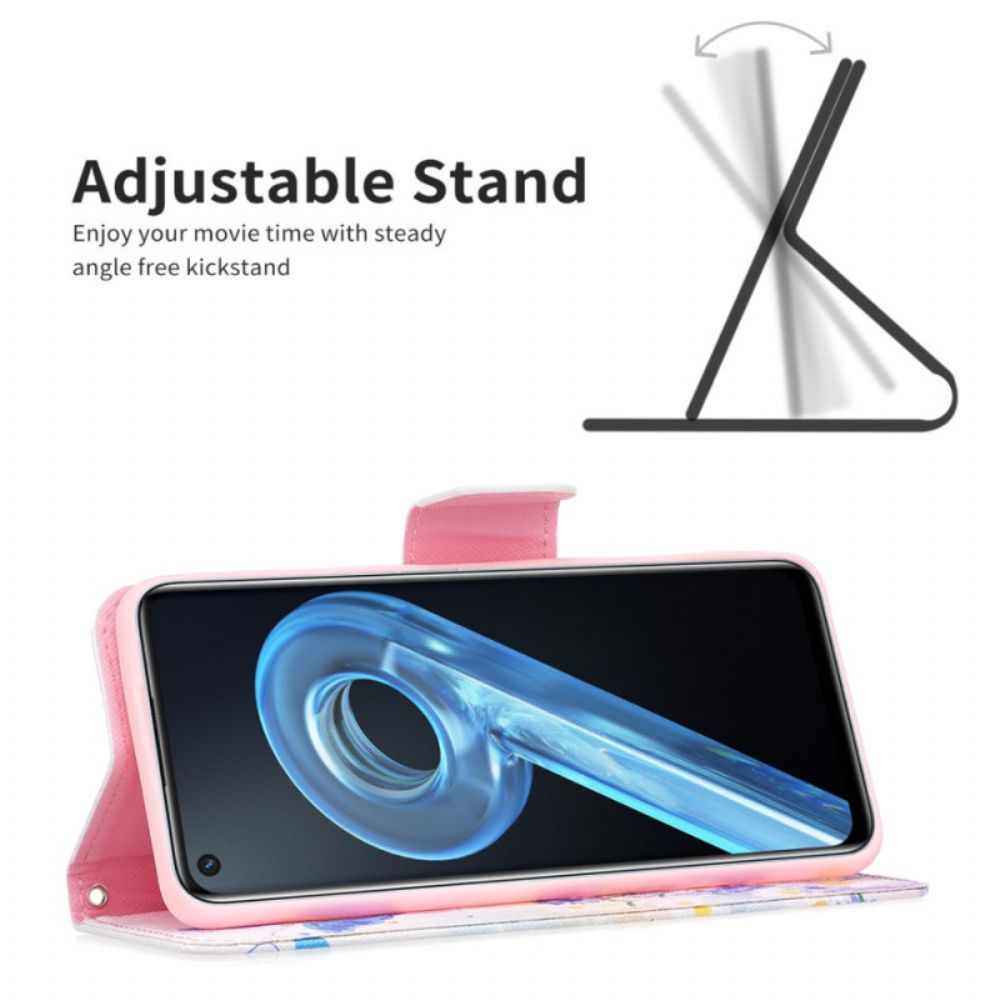 Flip Case Für Realme 9i Pastell Schmetterling Und Blumen