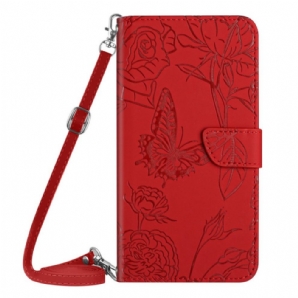 Flip Case Für Realme 9i Schulterriemen Mit Blumenmuster