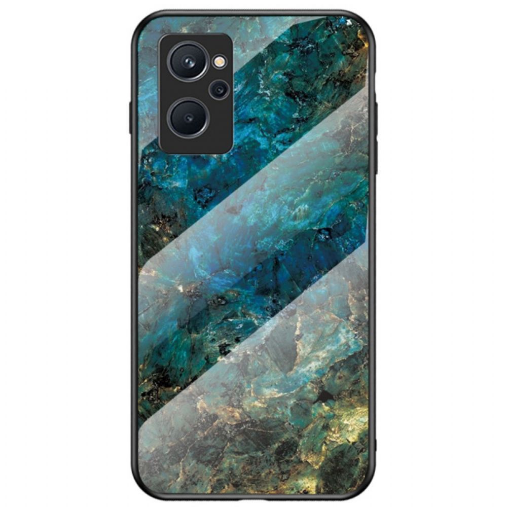 Hülle Für Realme 9i Marmorfarben Gehärtetes Glas