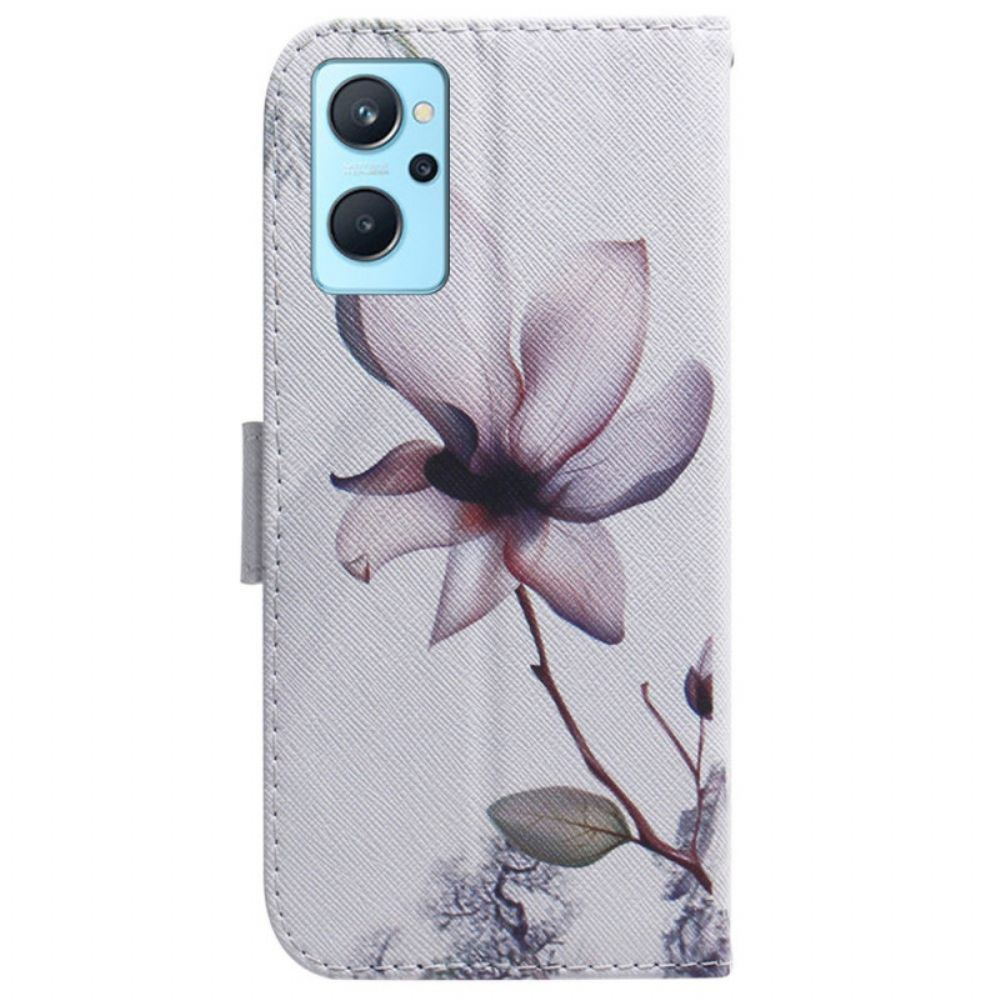 Lederhüllen Für Realme 9i Rosa Blume