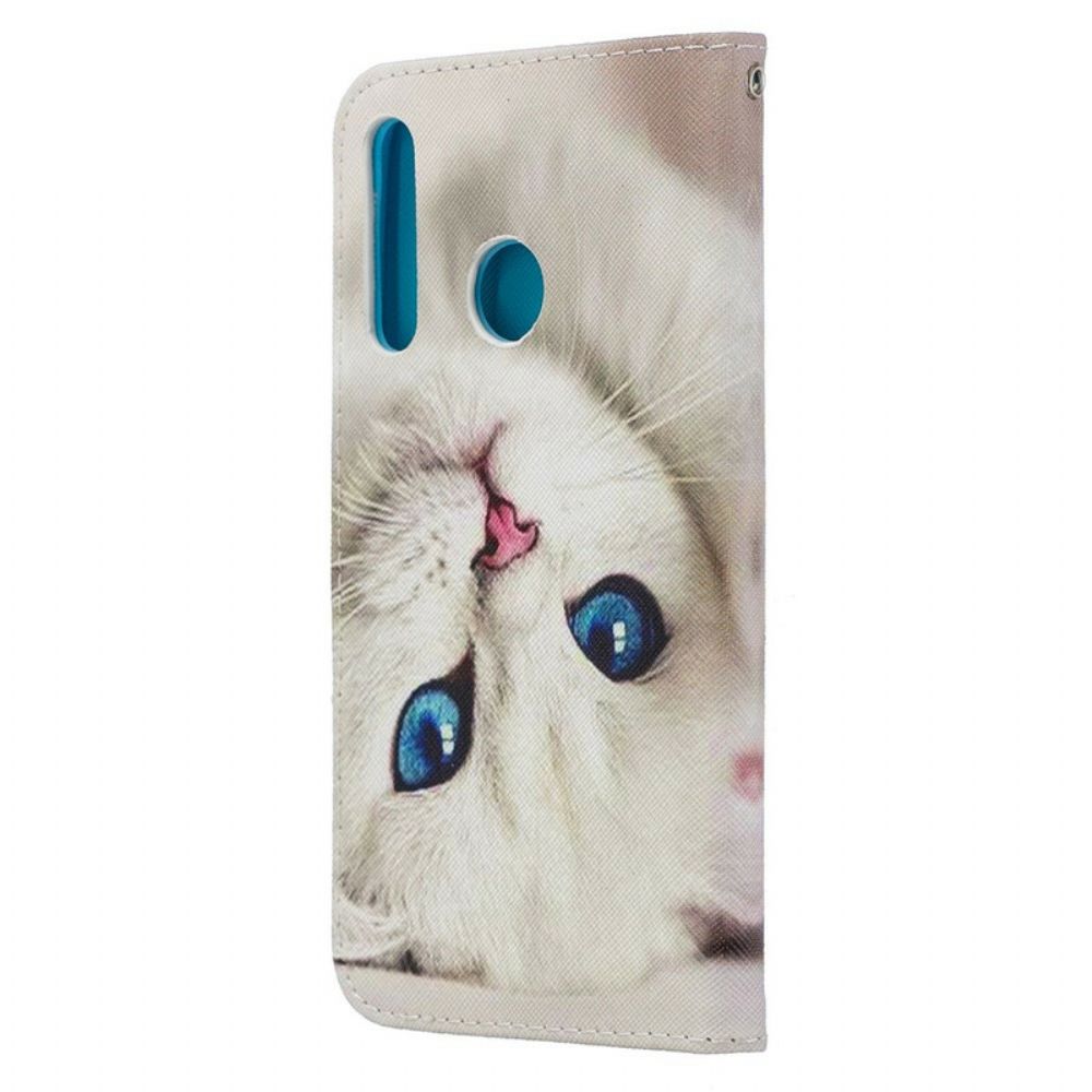 Flip Case Für Honor 20 Lite / 20e Mit Kordel Tanga Blauäugige Katze