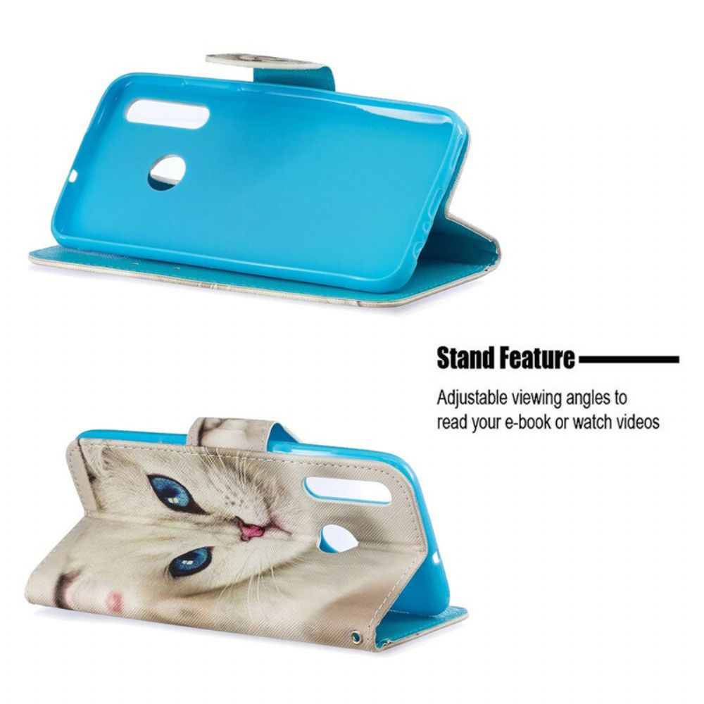 Flip Case Für Honor 20 Lite / 20e Mit Kordel Tanga Blauäugige Katze