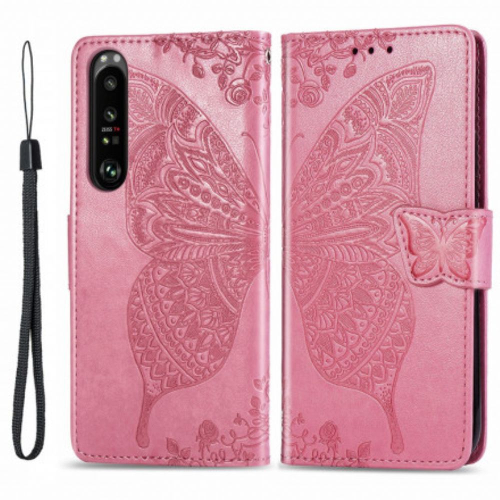 Flip Case Für Sony Xperia 1 III Halbe Schmetterlinge