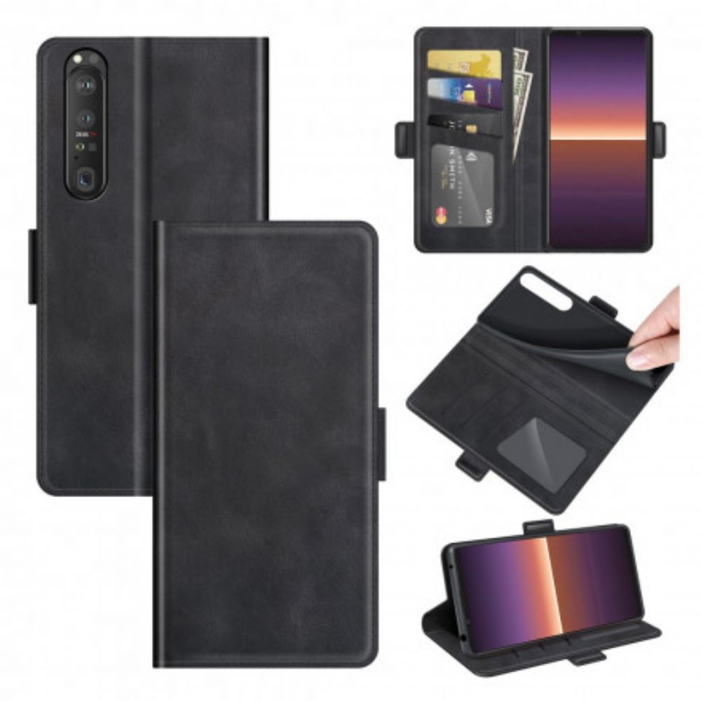 Lederhüllen Für Sony Xperia 1 III Flip Case Klassische Doppelklappe