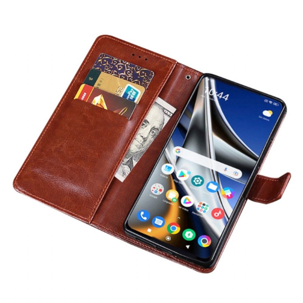 Flip Case Für Poco X4 Pro 5G Kunstleder Idewei