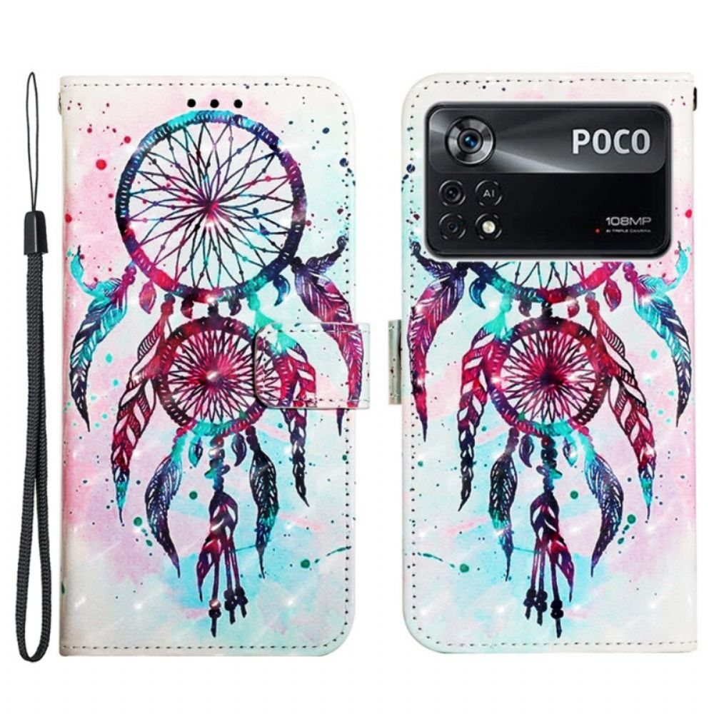 Flip Case Für Poco X4 Pro 5G Mit Kordel Riemen-traumfänger