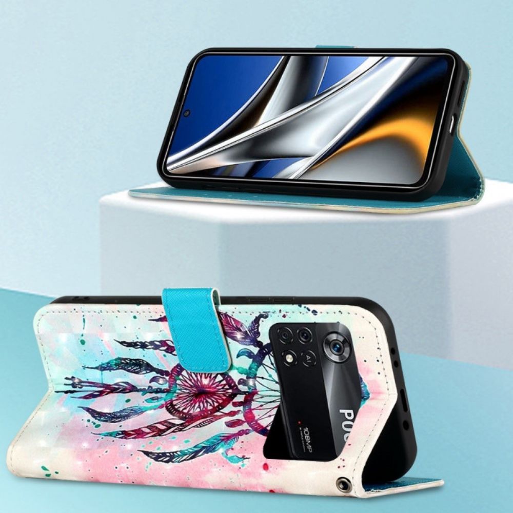 Flip Case Für Poco X4 Pro 5G Mit Kordel Riemen-traumfänger