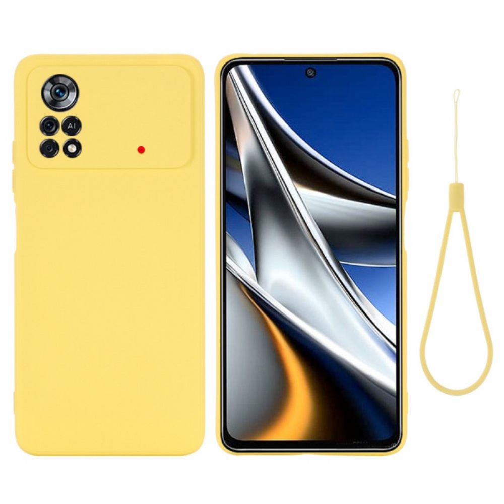 Hülle Für Poco X4 Pro 5G Mit Kordel Armband Aus Flüssigem Silikon