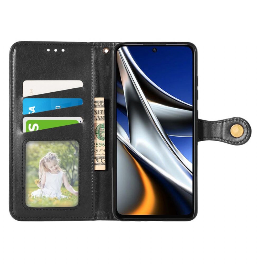 Lederhüllen Für Poco X4 Pro 5G Vintage Magnetverschluss