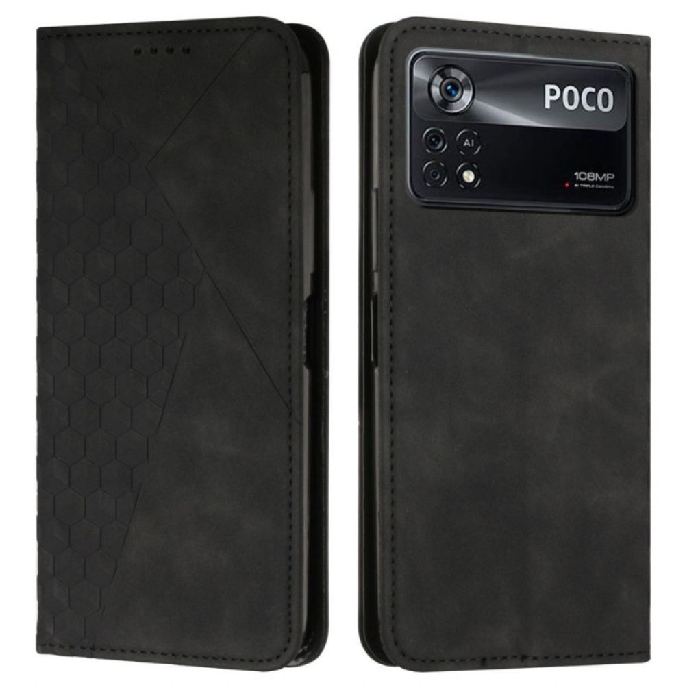Schutzhülle Für Poco X4 Pro 5G Flip Case Ledereffekt 3d-muster