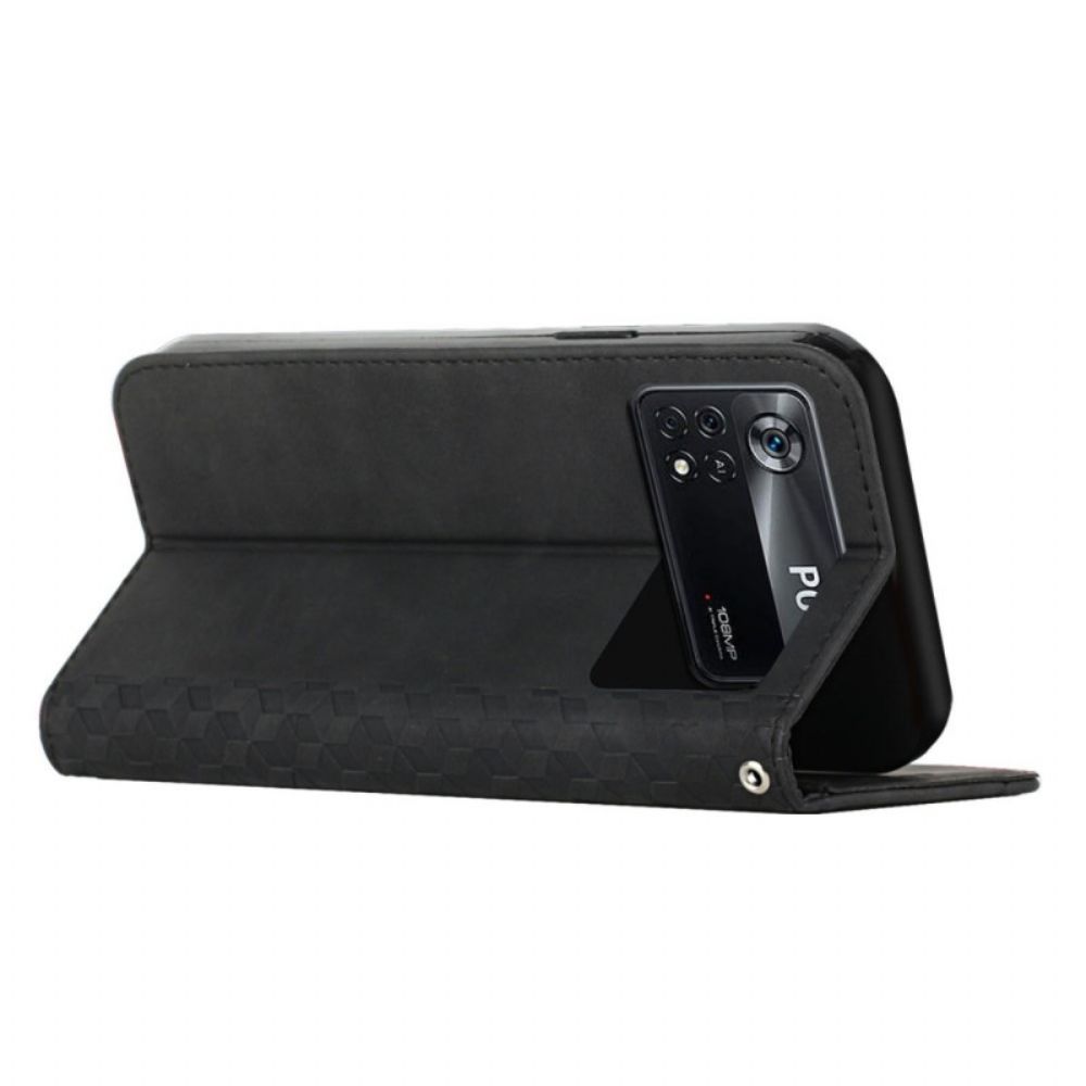 Schutzhülle Für Poco X4 Pro 5G Flip Case Ledereffekt 3d-muster