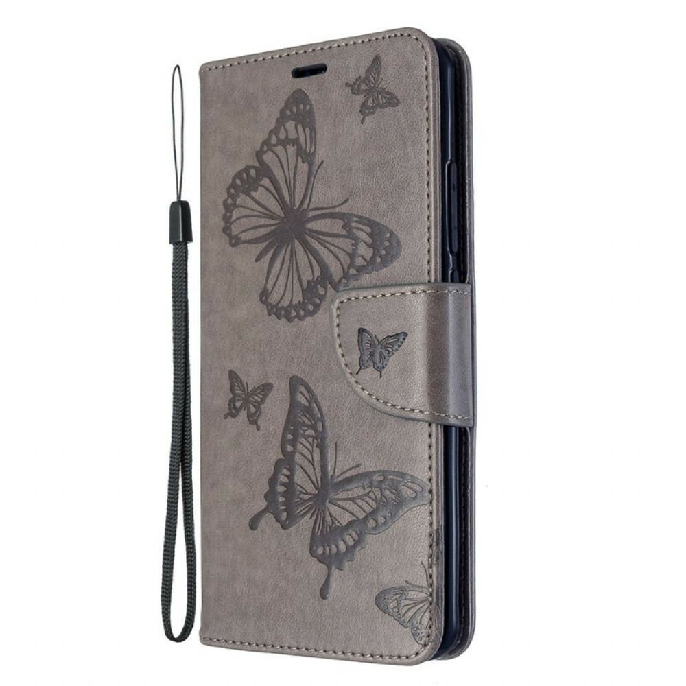 Flip Case Für Xiaomi Mi Note 10 / 10 Pro Mit Kordel Schmetterlinge Bedruckter Riemen