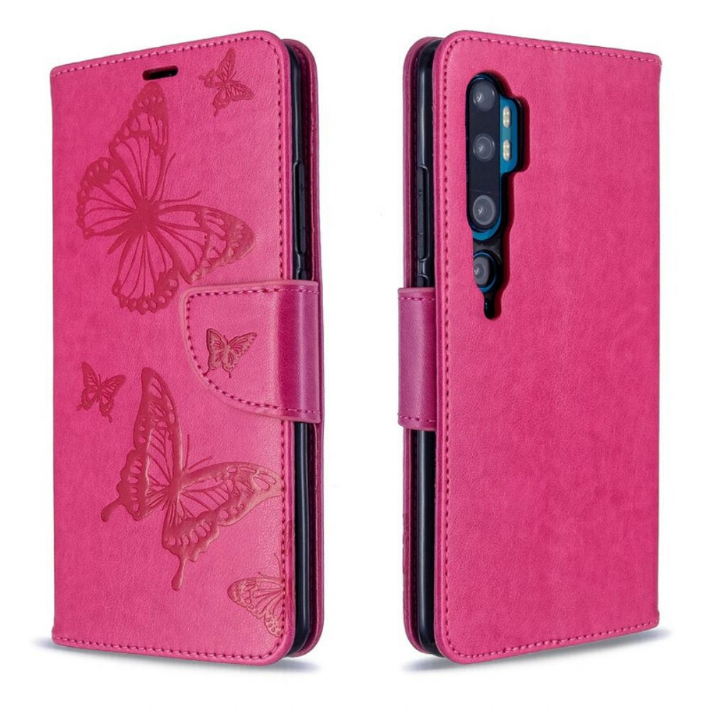 Flip Case Für Xiaomi Mi Note 10 / 10 Pro Mit Kordel Schmetterlinge Bedruckter Riemen