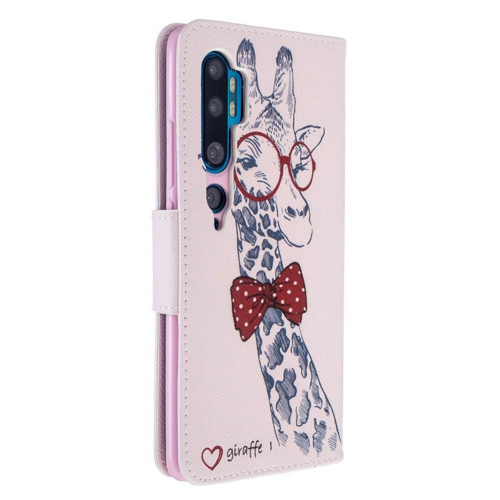 Flip Case Für Xiaomi Mi Note 10 / 10 Pro Nerdige Giraffe